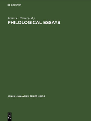 cover image of Philological Essays